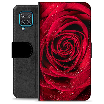 Samsung Galaxy A12 Premium Lompakkokotelo - Ruusu