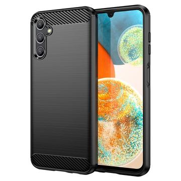 Samsung Galaxy A14/A14 5G Harjattu TPU Suojakuori - Hiilikuitu - Musta