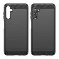 Samsung Galaxy A14/A14 5G Harjattu TPU Suojakuori - Hiilikuitu - Musta