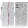 Samsung Galaxy A16 Tyylikäs Glitter lompakkokotelo - hopea