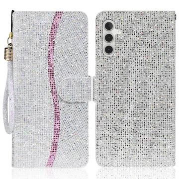 Samsung Galaxy A16 Tyylikäs Glitter lompakkokotelo - hopea