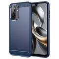 Samsung Galaxy A17/F17/M17 Harjattu TPU Suojakuori - Hiilikuitu - sininen