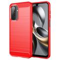 Samsung Galaxy A17/F17/M17 Harjattu TPU Suojakuori - Hiilikuitu - punainen
