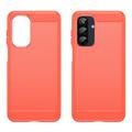 Samsung Galaxy A26 Harjattu TPU Suojakuori - Hiilikuitu - Punainen