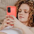 Samsung Galaxy A26 Harjattu TPU Suojakuori - Hiilikuitu - Punainen