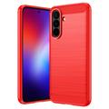 Samsung Galaxy A27 Harjattu TPU Suojakuori - Hiilikuitu - punainen