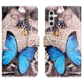 Samsung Galaxy A35 Style Series Lompakkokotelo - Sininen Perhoset