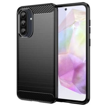 Samsung Galaxy A36/A56 Harjattu TPU Suojakuori - Hiilikuitu - Musta