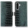 Samsung Galaxy A36 Crocodile Lompakkomallinen Nahkakotelo kanssa RFID - Vihreä
