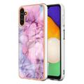 Samsung Galaxy A36 Marble Pattern Galvanoitu TPU-Suojakotelo - Sininen / Pinkki