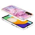 Samsung Galaxy A36 Marble Pattern Galvanoitu TPU-Suojakotelo - Sininen / Pinkki