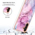 Samsung Galaxy A36 Marble Pattern Galvanoitu TPU-Suojakotelo - Sininen / Pinkki