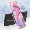 Samsung Galaxy A36 Marble Pattern Galvanoitu TPU-Suojakotelo - Sininen / Pinkki