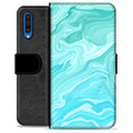Samsung Galaxy A50 Premium Lompakkokotelo - Sininen Marmori