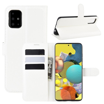 Samsung Galaxy A51 5G Lompakkokotelo Magneettisella Sulkijalla - Valkoinen