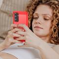 Samsung Galaxy A55 Harjattu TPU Suojakuori - Hiilikuitu - Punainen