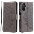 Samsung Galaxy A55 Mandala Series Lompakkokotelo - Harmaa
