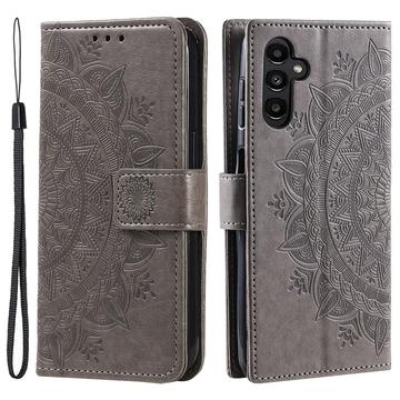 Samsung Galaxy A55 Mandala Series Lompakkokotelo - Harmaa