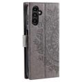 Samsung Galaxy A55 Mandala Series Lompakkokotelo - Harmaa