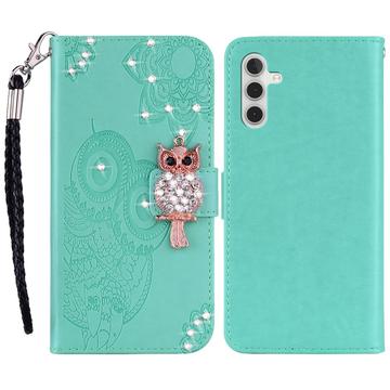 Samsung Galaxy A55 Pöllö strassi lompakko tapauksessa - Cyan