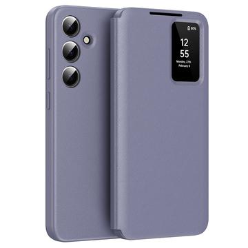 Samsung Galaxy A55 Smart Clear View Käännä kotelo korttipaikka - harmaa violetti