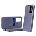 Samsung Galaxy A55 Smart Clear View Käännä kotelo korttipaikka - harmaa violetti