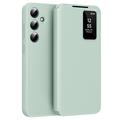 Samsung Galaxy A55 Smart Clear View Käännä kotelo korttipaikka - vaaleanvihreä