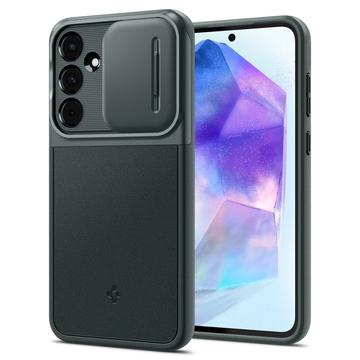 Samsung Galaxy A55 Spigen Optik Armor Suojakuori - Tummanvihreä
