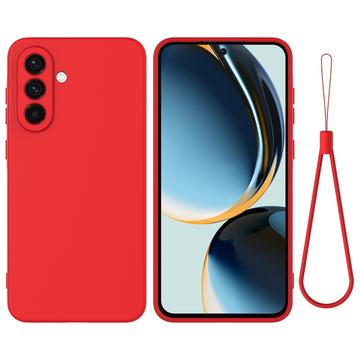 Samsung Galaxy A56 Nestemäinen silikonikotelo käsihihnalla - punainen