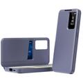 Samsung Galaxy A56 Smart Clear View Käännä kotelo korttipaikka - harmaa violetti