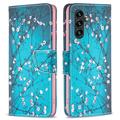 Samsung Galaxy A56 Wonder Series Lompakkokotelo - Valkoinen Kukat