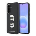 Samsung Galaxy A57 Liquide Karl Lagerfeld Metal Karl and Choupette Nestemäinen Silikoni Suojakuori - musta