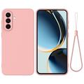 Samsung Galaxy A57 Nestemäinen silikonikotelo käsihihnalla - Pinkki