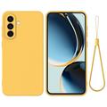 Samsung Galaxy A57 Nestemäinen silikonikotelo käsihihnalla - keltainen