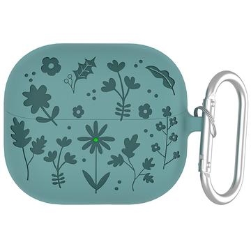 Samsung Galaxy Buds3/Buds3 Pro Kukkakuvio nestemäinen silikoni kotelo ja karabiini