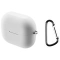 Samsung Galaxy Buds3 FE Silikonikotelo Karabiinilla - Valkoinen