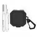 Samsung Galaxy Buds4/Buds4 Pro Rugged Style -kotelo karabiinilla ja puhdistuskynillä - musta