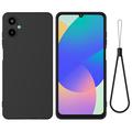 Samsung Galaxy M06/F06 5G Nestemäinen silikonikotelo käsihihnalla - Musta