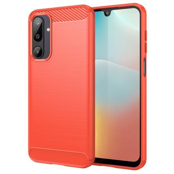 Samsung Galaxy M16 Harjattu TPU Suojakuori - Hiilikuitu - punainen