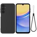Samsung Galaxy M16/F16 Nestemäinen silikonikotelo käsihihnalla - Musta