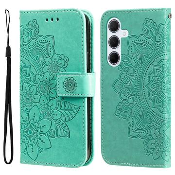 Samsung Galaxy M35 Mandala Series Lompakkokotelo - Vihreä