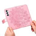 Samsung Galaxy M35 Mandala Series Lompakkokotelo - Pinkki