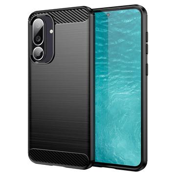 Samsung Galaxy M56 Brushed TPU Case - Hiilikuitu Musta