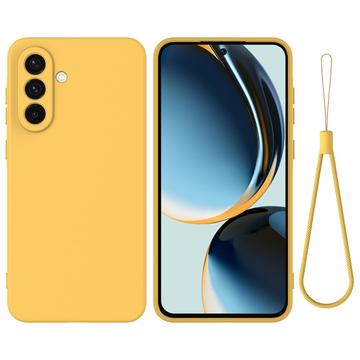 Samsung Galaxy M56 Nestemäinen silikonikotelo käsihihnalla - keltainen