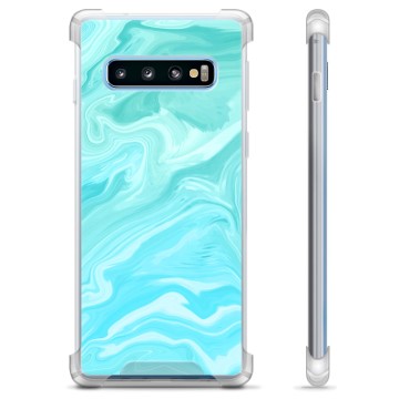 Samsung Galaxy S10+ Hybrid Suojakuori - Sininen Marmori