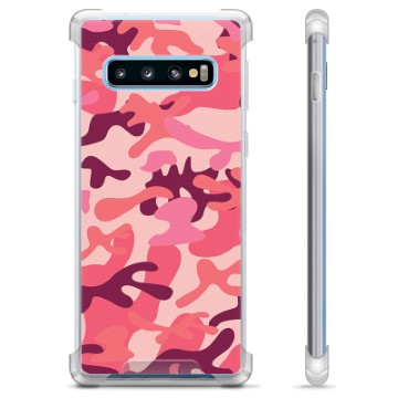 Samsung Galaxy S10+ Hybrid Suojakuori - Pinkki Maastokuviointi