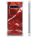 Samsung Galaxy S10+ Hybrid Suojakuori - Punainen Marmori