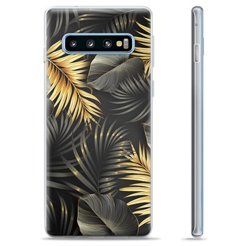 Samsung Galaxy S10+ TPU Suojakuori - Kultaiset Lehdet