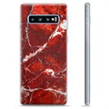 Samsung Galaxy S10+ TPU Suojakuori - Punainen Marmori