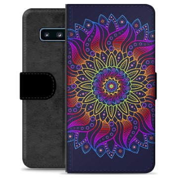 Samsung Galaxy S10 Premium Lompakkokotelo - Värikäs Mandala